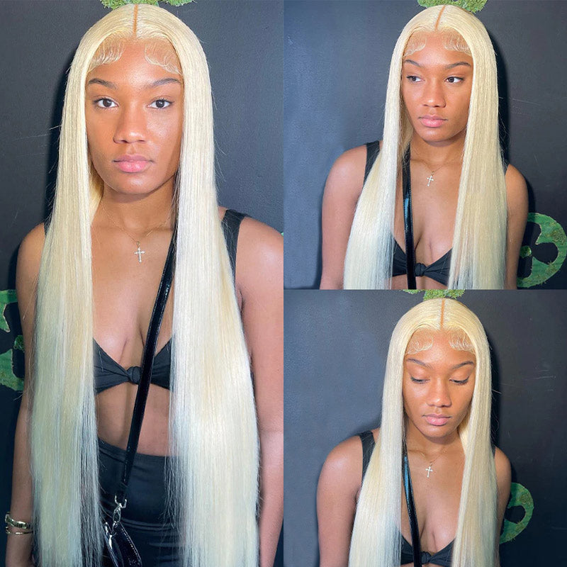WigCool 5x5 HD Lace Closure Wigs 613 Blonde Wig Pre Plucke Natural Hairline Straight Human Hair Wig