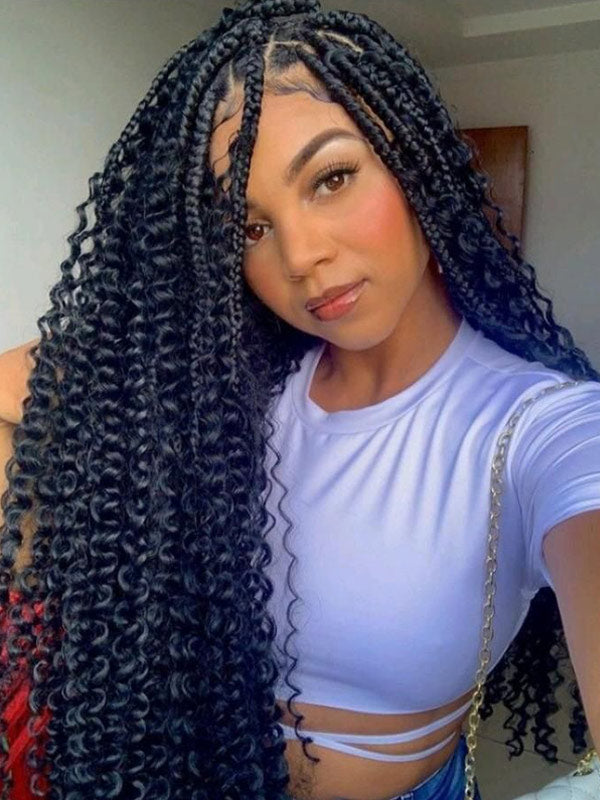 Curly Bulk Hair For Braiding No Weft Bundles For Boho Box Braids Natural Color