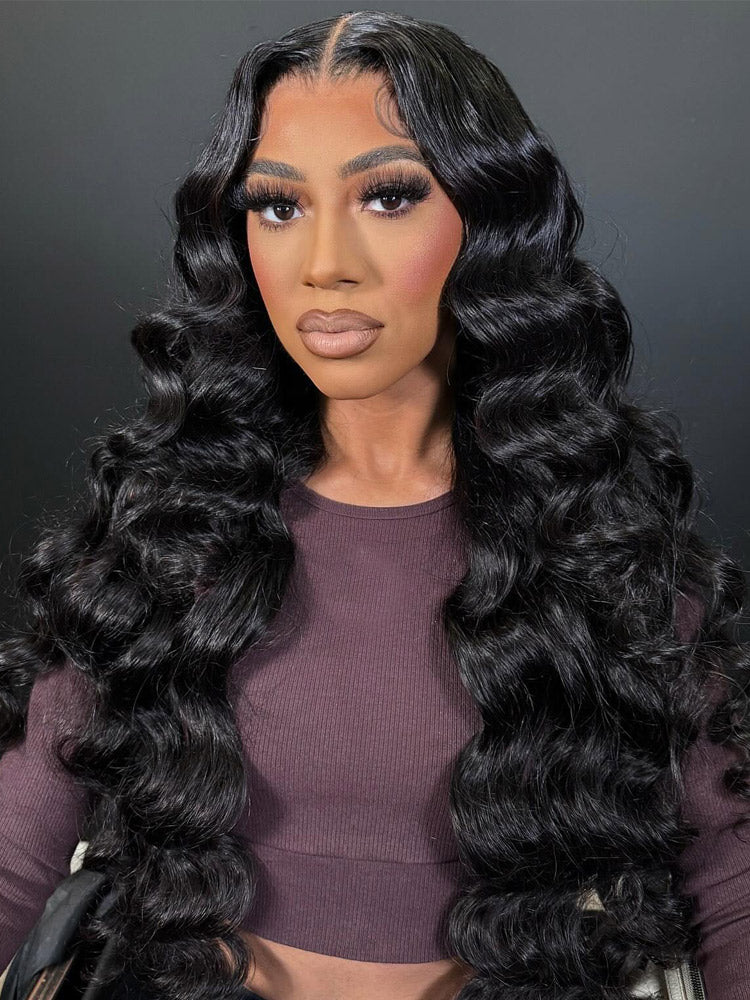 Loose Deep Wave Wig 13x4 Real Swiss HD Lace Front Wig Pre Plucked With Baby Hair