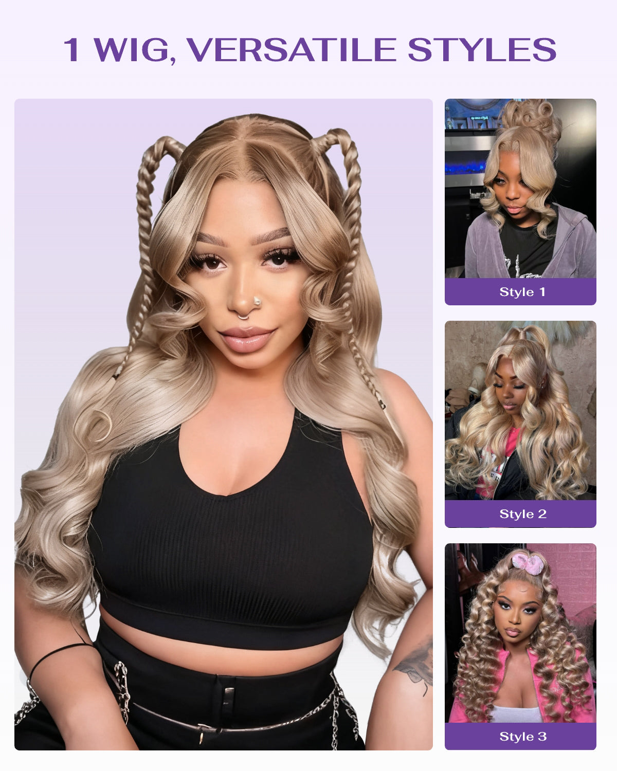 [Upgrade 360] Ash Blonde Body Wave/Straight Invisi Strap 360 Transparent Lace Frontal Wig Pre Plucked Human Hair Wigs