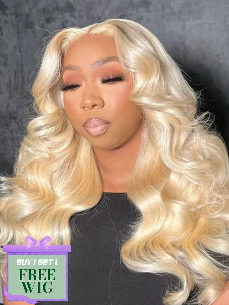 BOGO Blonde 13X6 Lace Frontal Wigs Body Wave/Straight Human Hair Wigs