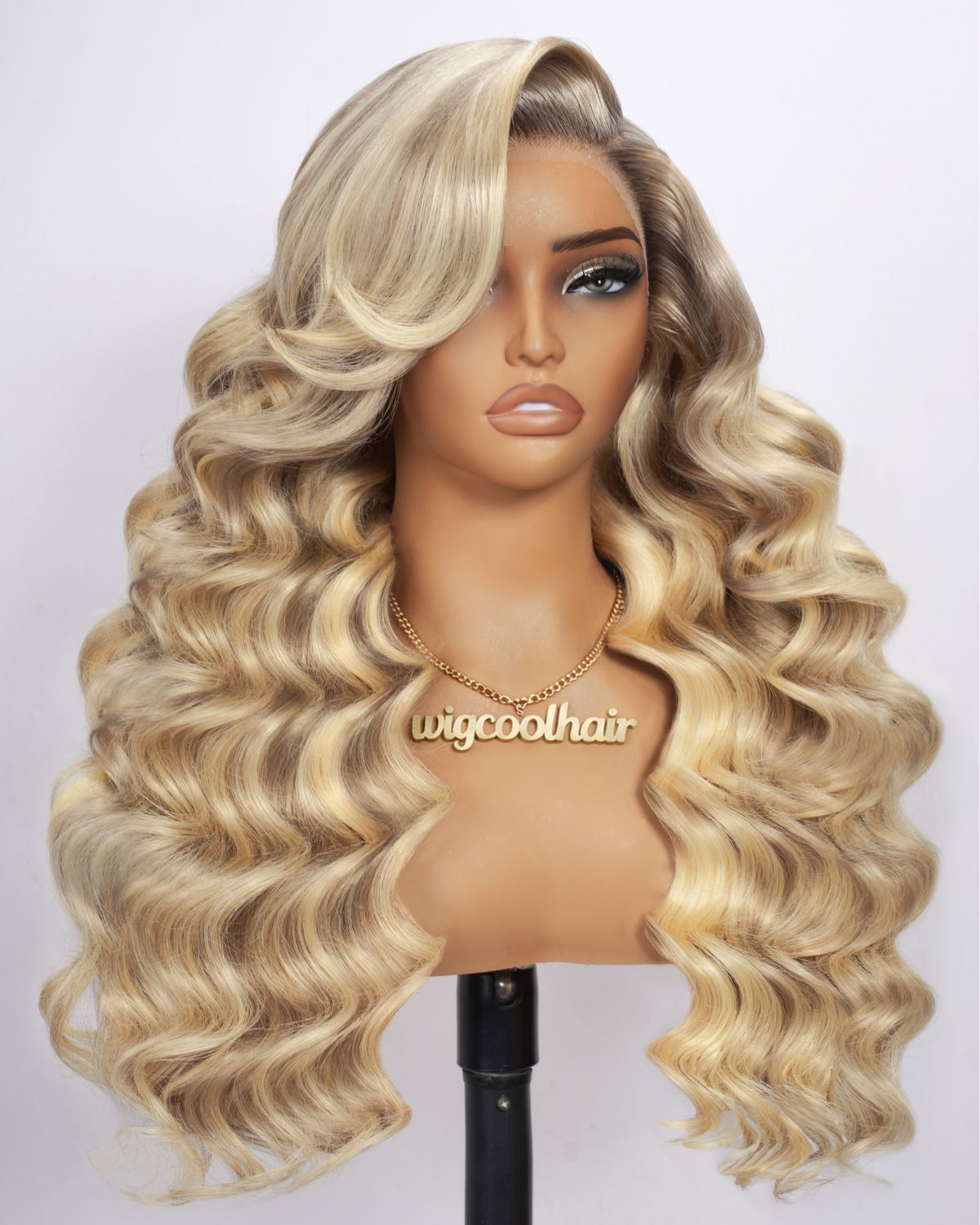 wigcool P18/613 Hidden Strap 360 Lace Front Wigs Human Hair New Body Wave Glueless Wigs Pre Plucked Pre Bleached 180% Density Blonde highlight Wig With Drawstring Full Lace Human Hair Wigs