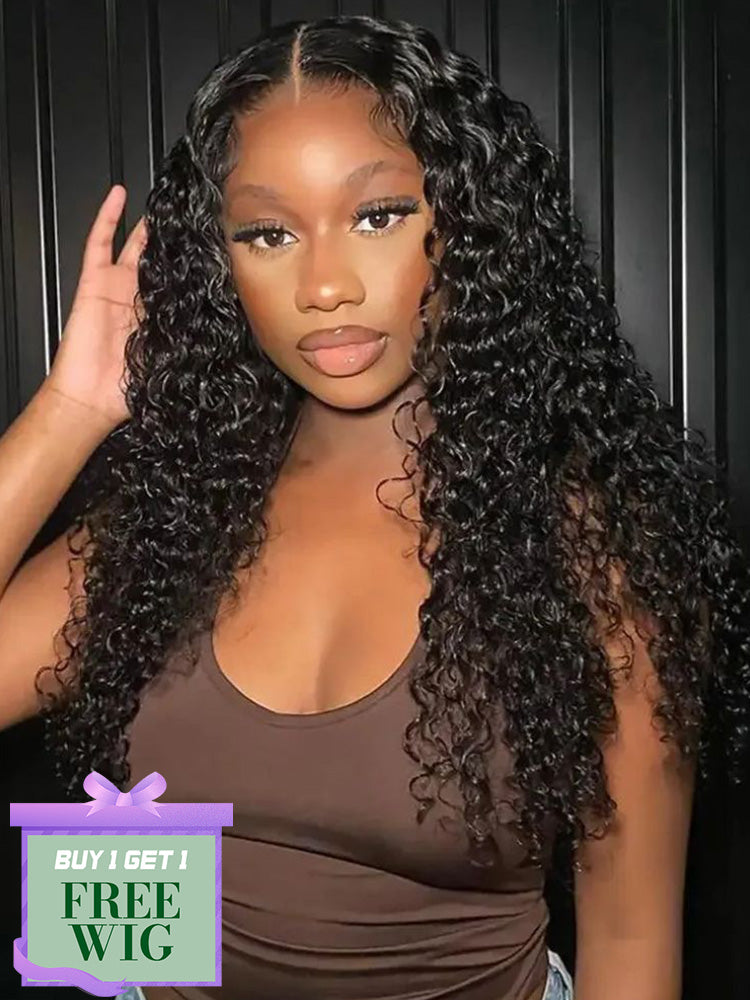 BOGO Wear and Go Glueless Wigs Human Hair Pre Plucked Pre Cut 7x5 Water Wave Lace Front Wig Human Hair