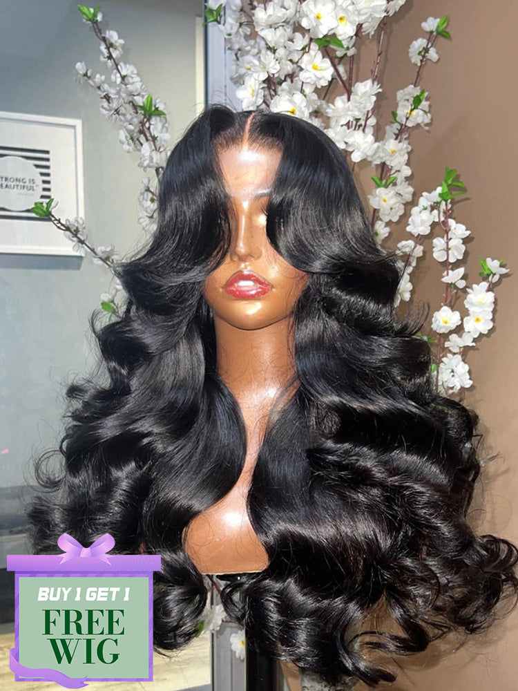 BOGO Curtain Bang Wig Body Wave Wig  9X6 Glueless Parting Max Human Hair Wig