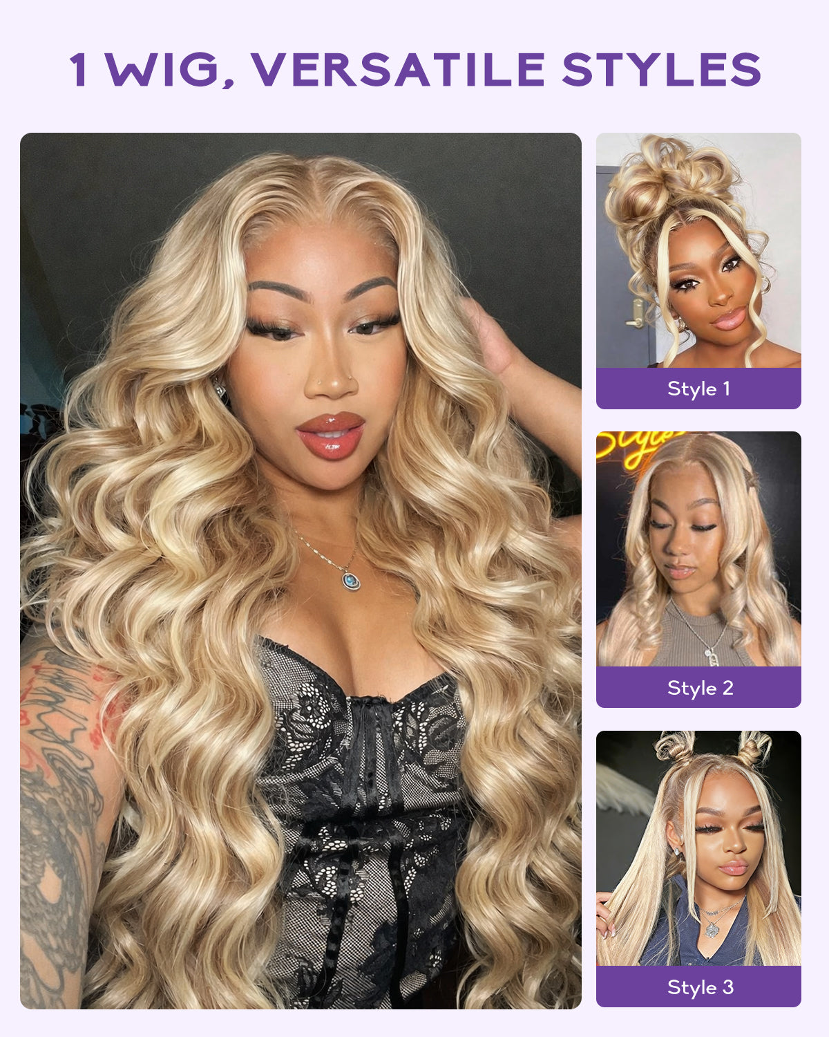 wigcool P18/613 Hidden Strap 360 Lace Front Wigs Human Hair New Body Wave Glueless Wigs Pre Plucked Pre Bleached 180% Density Blonde highlight Wig With Drawstring Full Lace Human Hair Wigs