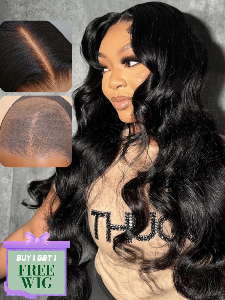 BOGO Beginner Friendly 7x5 Lace Glueless Natural Black Glueless Body Wave Wig