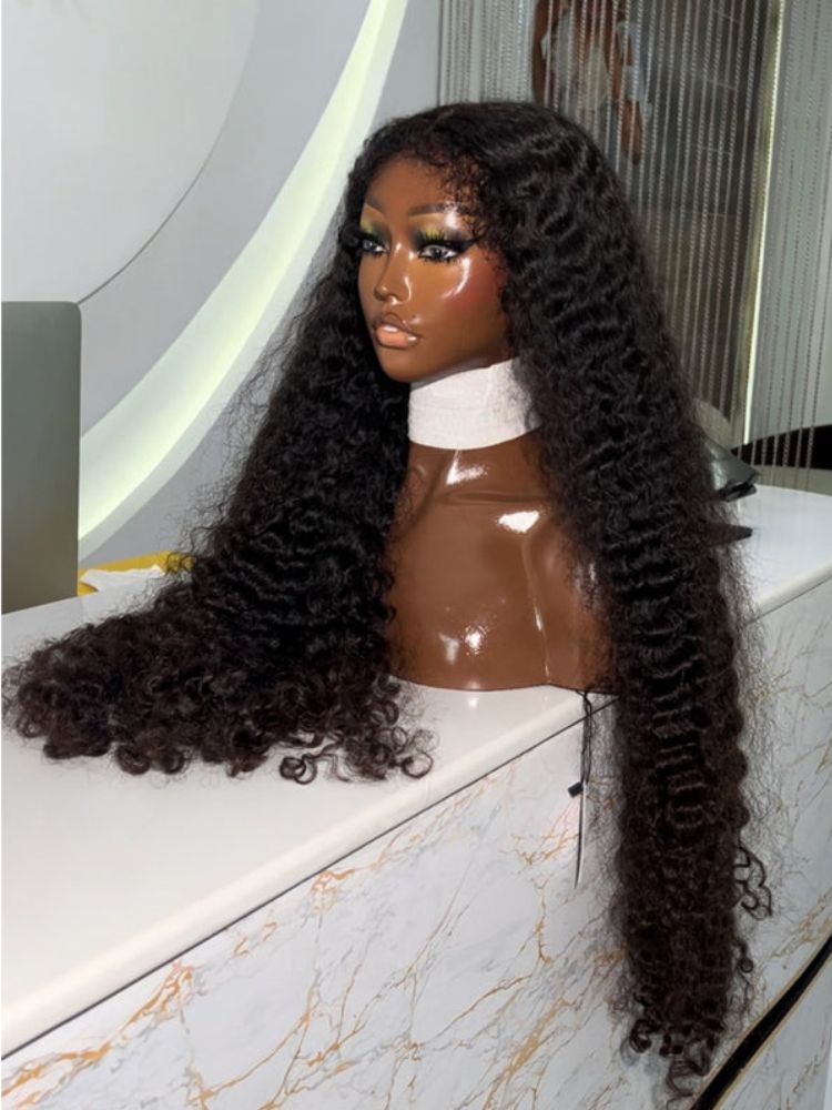 Type 4C Edges Wigs Deep Wave 13x4 Lace Front Wigs With Baby Hair Realistic Hairline