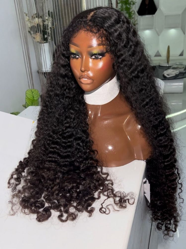 Type 4C Edges Wigs Deep Wave 13x4 Lace Front Wigs With Baby Hair Realistic Hairline