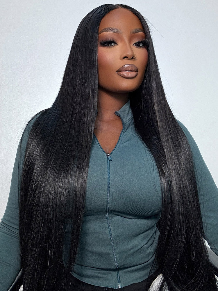 WigCool Straight Wigs 5x5 Transparent Lace Closure Wigs Human Hair Pre Plucked With Baby Hair