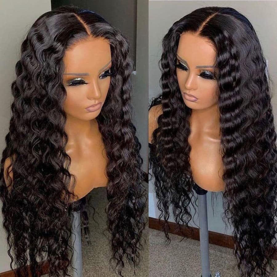 WigCool Loose Deep Wave Wig 5x5 Lace Closure Wig Pre Plucked Natural Hairline Real Human Hair