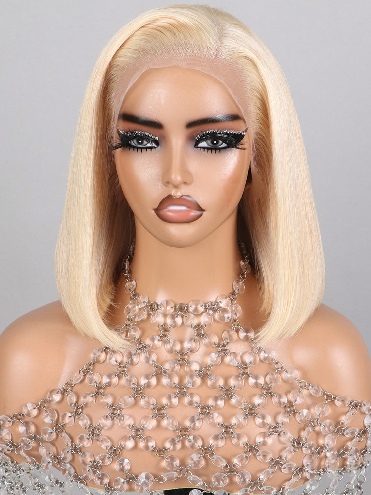 BOGO Straight Blonde Bob Wig Human Hair 4x4/13x4 HD Transparent Lace 613 Bob Wig Human Hair
