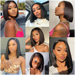 Alididi Natural black bob wig 4X4 T part lace Short Bob Wig Human Hair   Lace Front Wigs Human Hair 180% Density