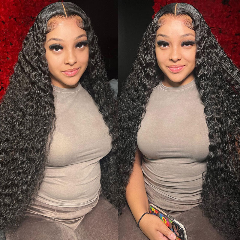 WigCool Water Wave Transparent 5x5 Lace Closure Wig Pre Plucked With Baby Hair Natural Hairline 100% Real Human Hair Wig