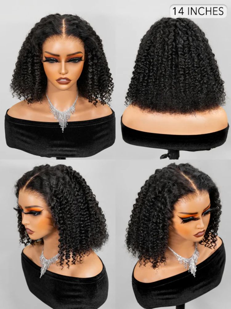 Short Curly Bob Wig 13x4 HD Transparent Lace Front 100% Virgin Human Hair Wigs For Black Women