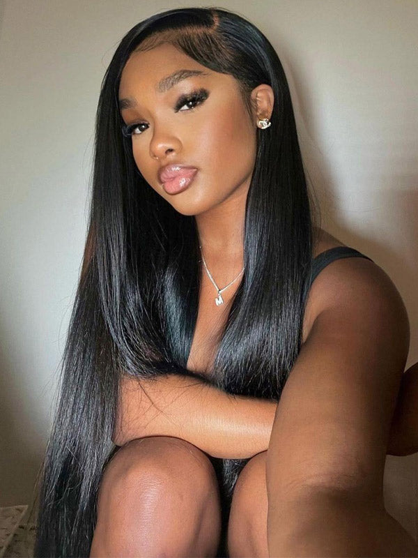 {WigCool Super Deal} $199=30inch Staight Hair 13x4 Transparent Lace Frontal Wig Pre Plucked Hairline Real Human Hair Wigs