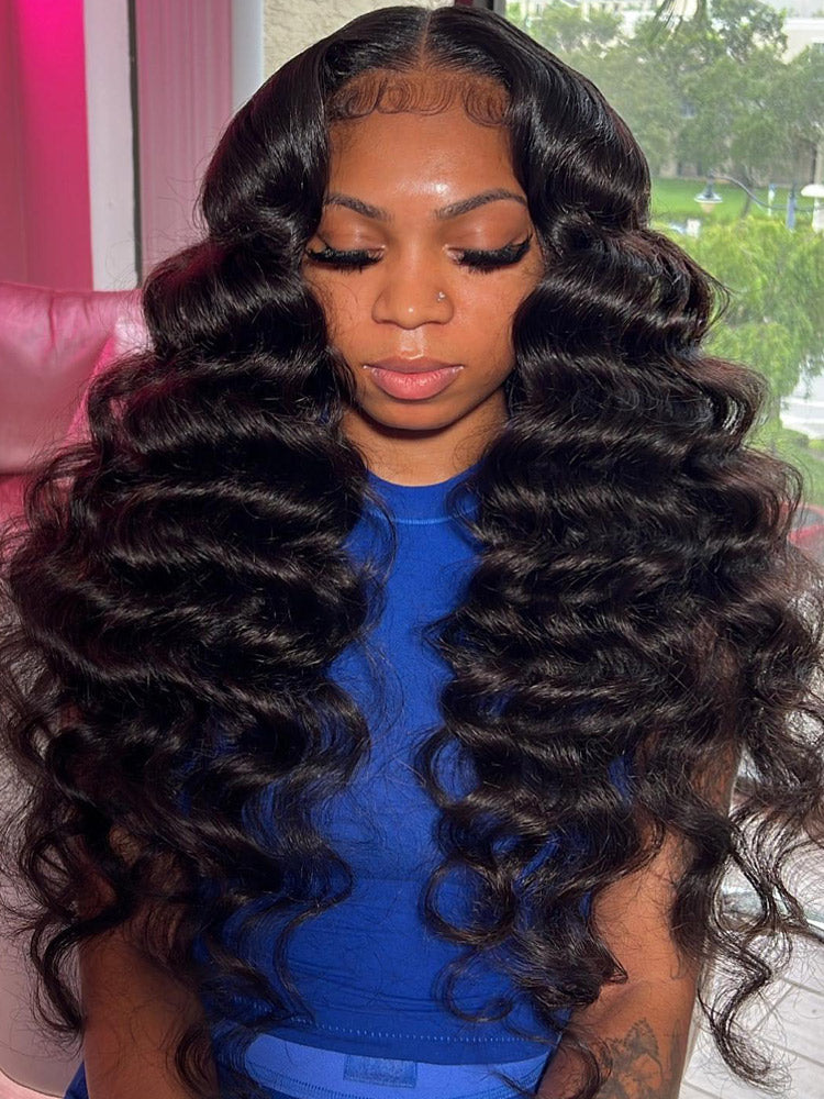 Loose Deep Wave Wig 13x4 Real Swiss HD Lace Front Wig Pre Plucked With Baby Hair