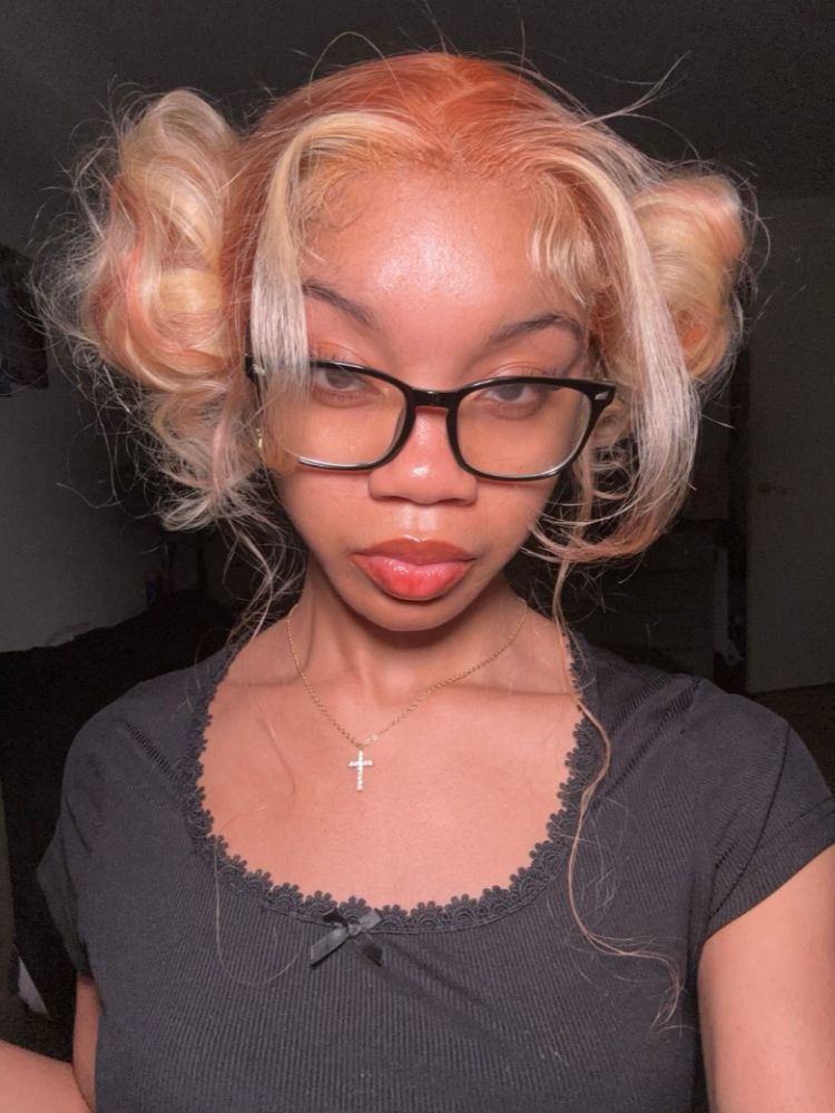 Wigcool Curtain Bangs P27/613 Ash Blonde Body Wave Wig Glueless Swiss HD Lace Human Hair Wigs