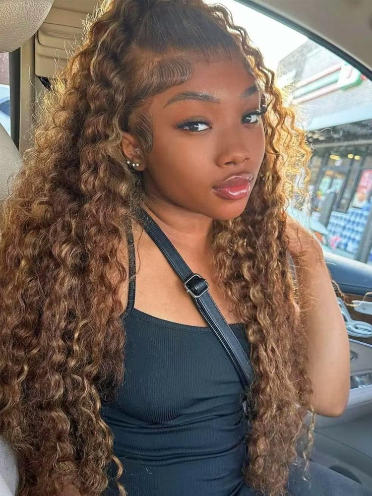 [Upgrade 360] Deep Wave Highlight Ombre Color Invisi Strap 360 Lace Frontal Wig Glueless Human Hair