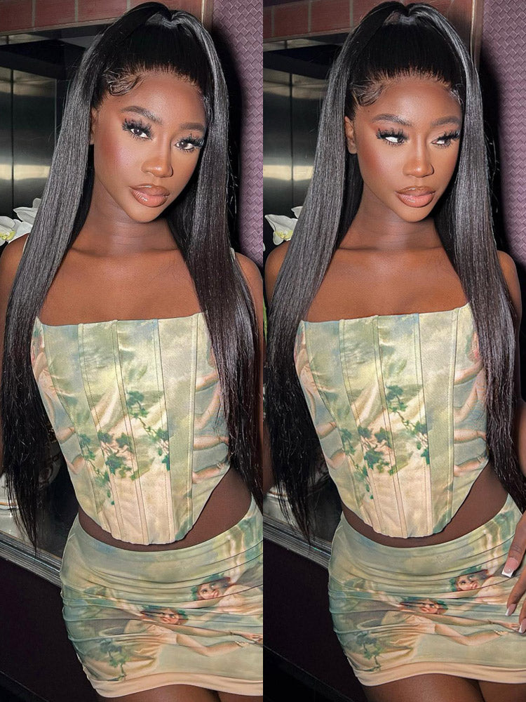 [Upgrade 360]Straight Wig Invisi Strap 360 Transparent Lace Frontal Wig Pre Plucked Human Hair Wigs