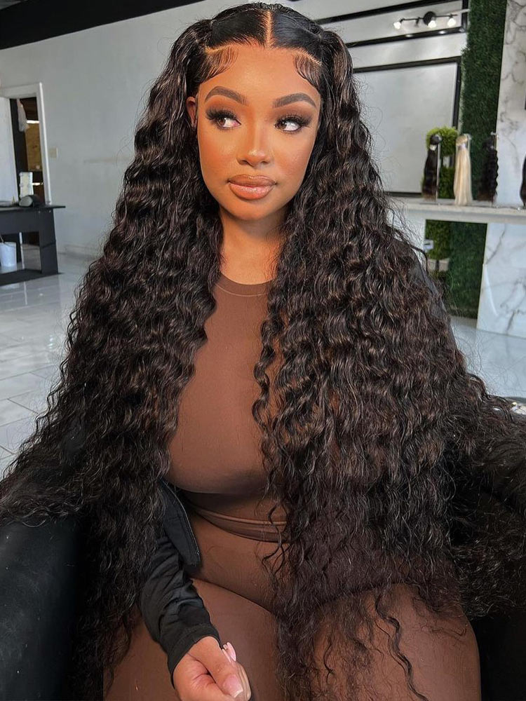 [Upgrade 360] Face Framing Water Wave Invisi Strap 360 Transparent Lace Frontal Wig Pre Plucked Human Hair Wigs