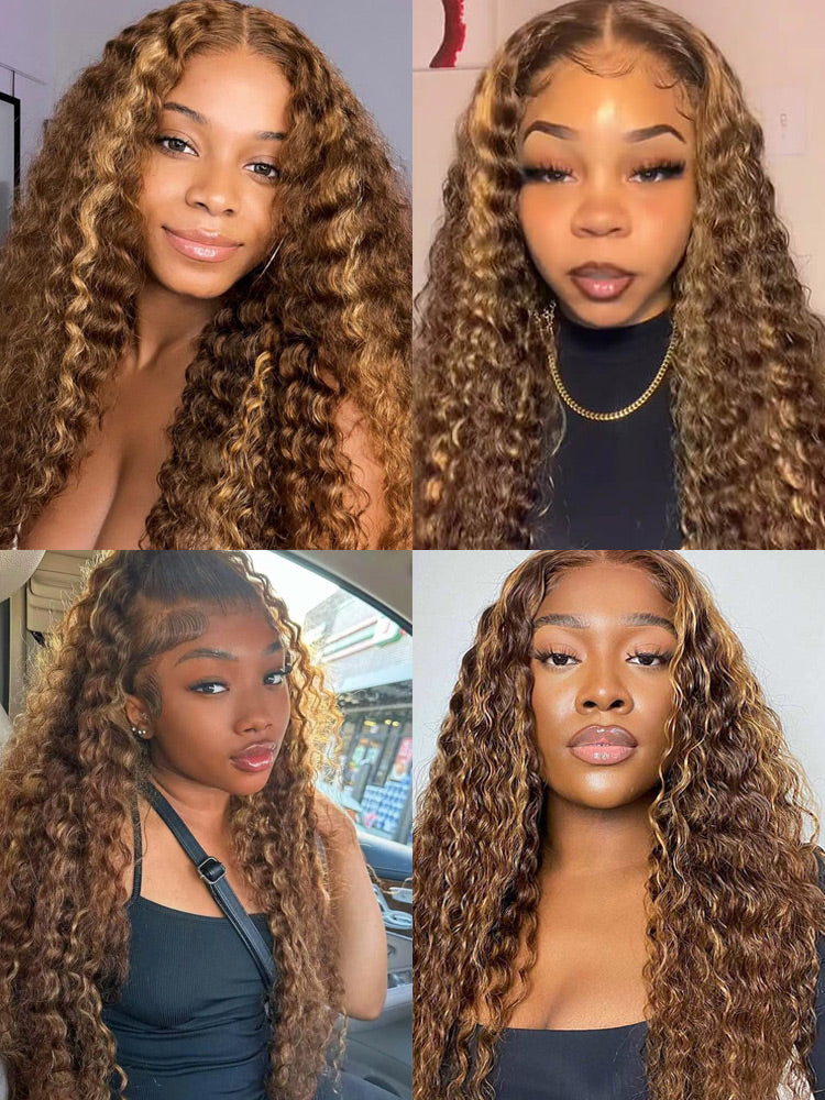 [Upgrade Strap] Pull To Go 5x5 Pre Cut Deep Wave Blonde Hair With Highlights Pre Plucked Natural Hairline -WigCool