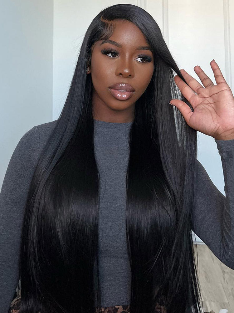 {WigCool Super Deal} $199=30inch Staight Hair 13x4 Transparent Lace Frontal Wig Pre Plucked Hairline Real Human Hair Wigs