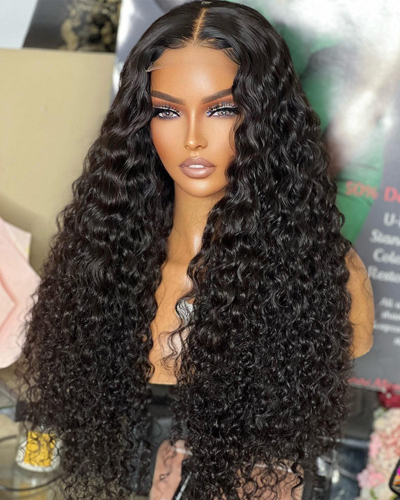WigCool Water Wave Transparent 5x5 Lace Closure Wig Pre Plucked With Baby Hair Natural Hairline 100% Real Human Hair Wig