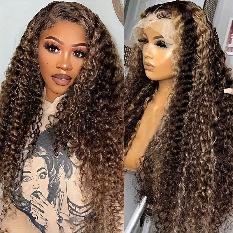 [Upgrade Strap] WigCool Pull To Go 5x5/13x4 Pre Cut Transparent Lace Frontal Wig Water Wave Honey Blonde Highlight Wig Pre Plucked With Baby Hair