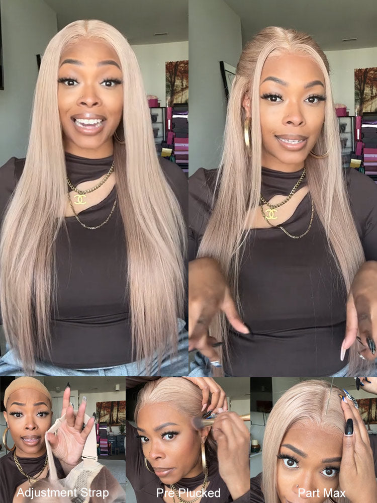 WigCool Platinum Blonde Body Wave 9x6 Pre Cut/13x6 Lace Frontal Wig Pre Plucked Natural Hairline Glueless Wig