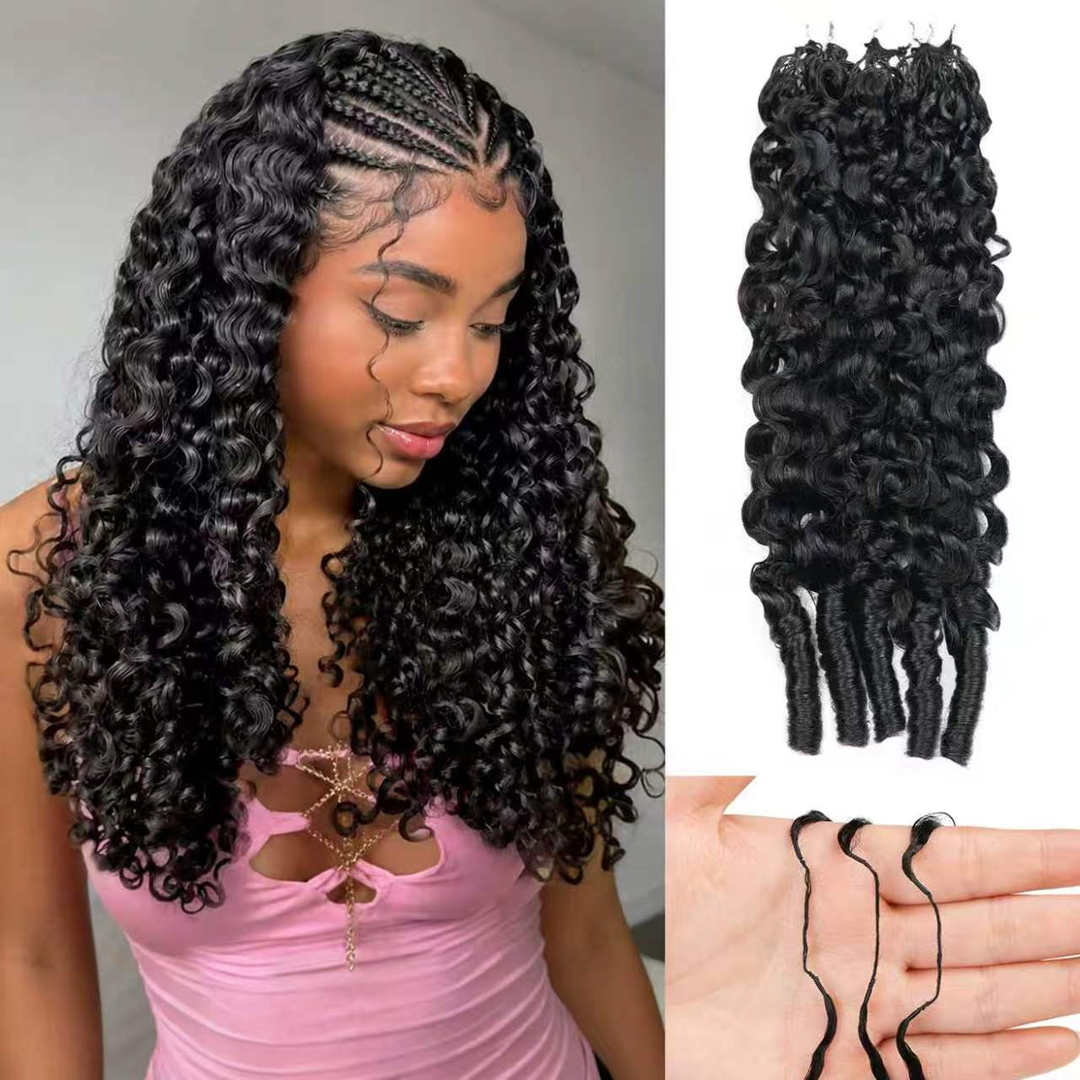 MEIFAWIG Feather Crochet Human Hair 18 Inch Burmese Curly Crochet Human Hair Bundles 50 Strands Pre Separated Invisible Miracle Knots Human Crochet Hair for Black Women 