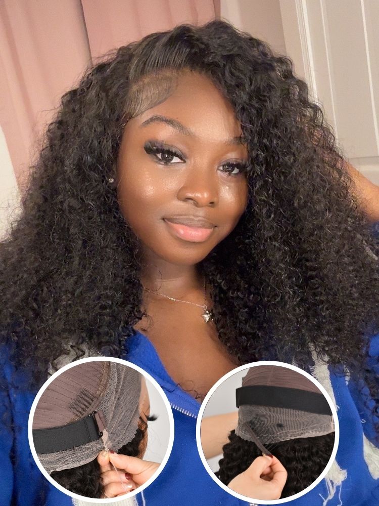 [Upgrade 360]Curly Invisi Strap Snug Fit 360 Transparent Lace Frontal Wigs Pre Plucked Human Hair Wigs