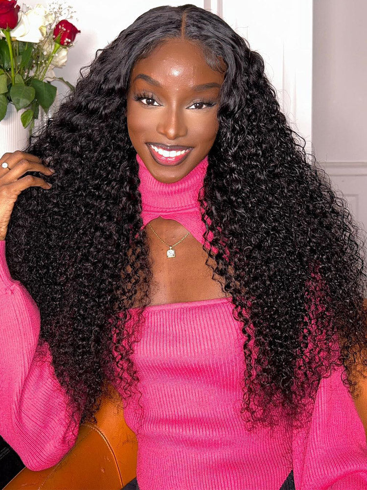 WigCool Curly 5x5 Transparent Lace Closure Wigs  Pre Plucked Natural Hairline