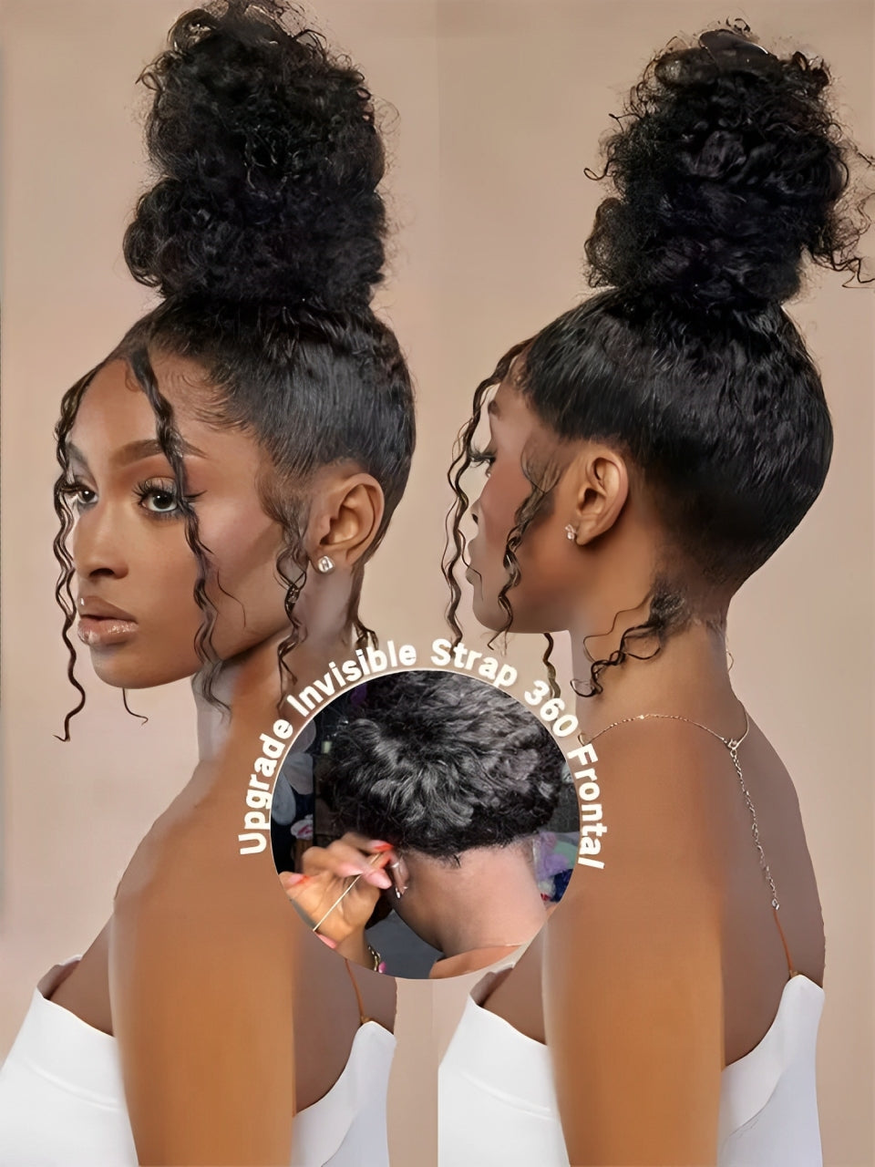 [Upgrade 360]Curly Invisi Strap Snug Fit 360 Transparent Lace Frontal Wig Pre Plucked Human Hair Wigs