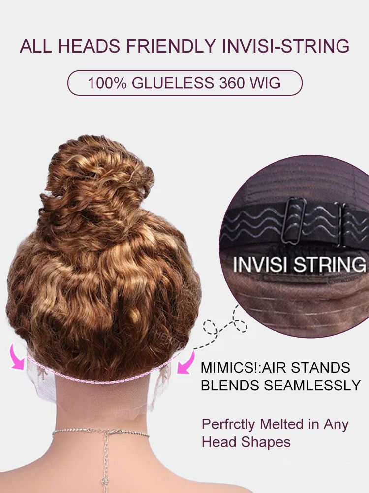 [Upgrade 360] Body Wave P4/27 Ombre Highlight Color Hidden Strap 360 Lace Frontal Wig Glueless Human Hair