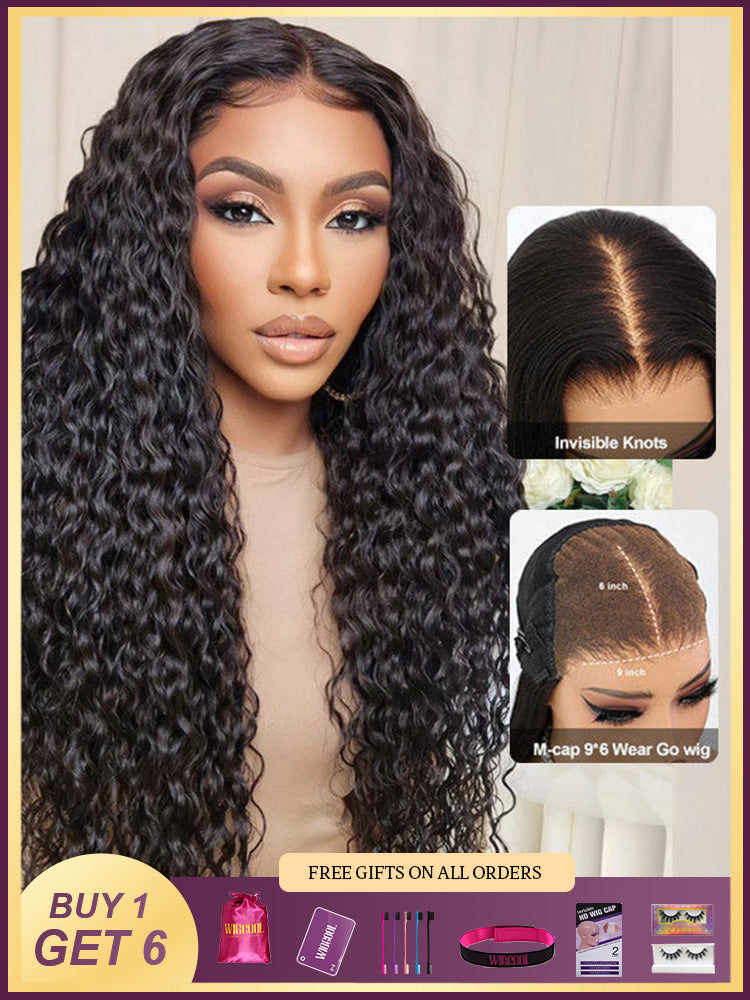 Wigcool 9x6 Parting Max Swiss HD Lace Glueless Single Grid Single Strand Wig Water Wave Wear Go Wigs