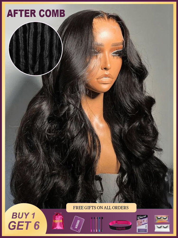 Wigcool 3D Body Wave Wigs 9x6/13x4/13x6 Lace Frontal Wig Pre Curled Gluless Wig