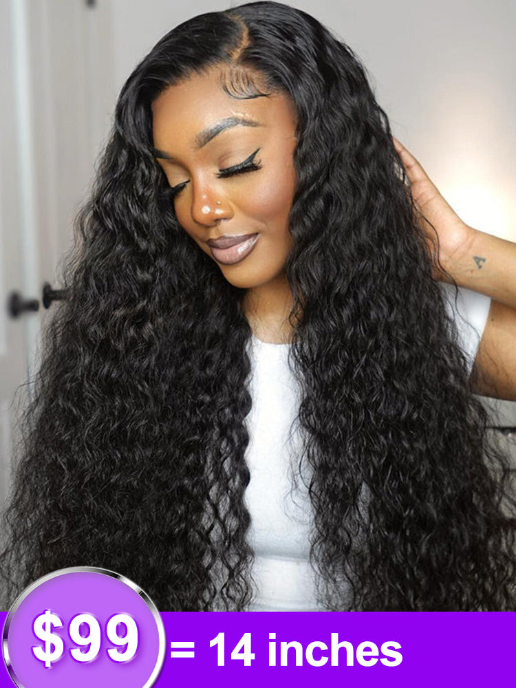 Clearance Sale Water Wave 7x5 Pre Cut Transparent Lace Frontal Wig Natural Hairline