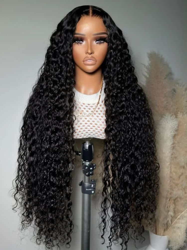 Pre Bleached Knots Water Wave Wigs 13X4 Swiss HD Lace Front Wig Human Hair Wig