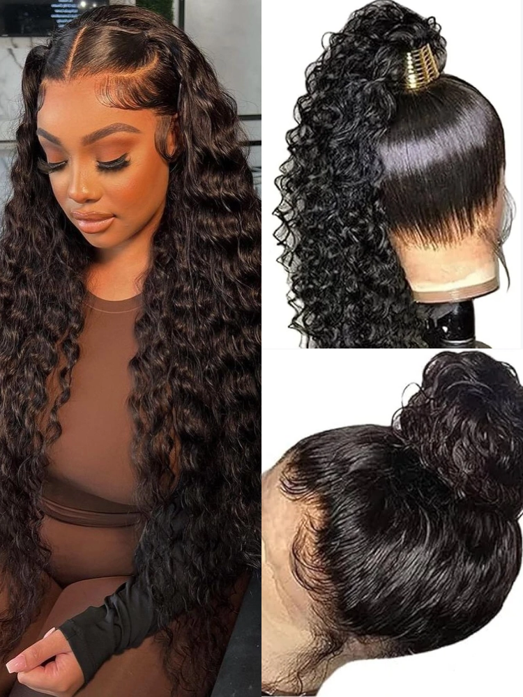 [Upgrade 360] Face Framing Water Wave Invisi Strap 360 Transparent Lace Frontal Wig Pre Plucked Human Hair Wigs