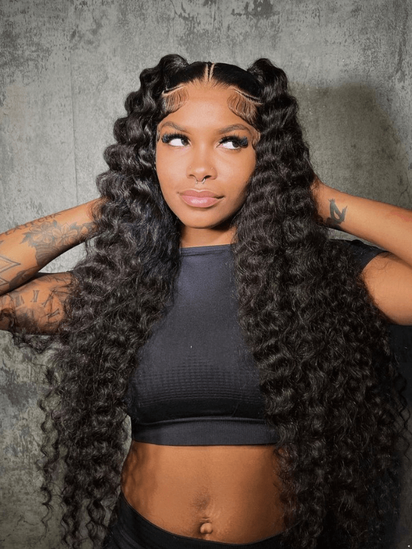 13x6 Full Lace Frontal Wig Real Swiss HD Lace Wig Deep Wave Pre Bleached Knots Human Hair Wigs